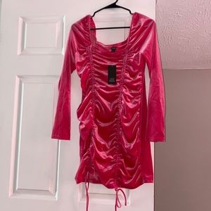 Pink velvet dress